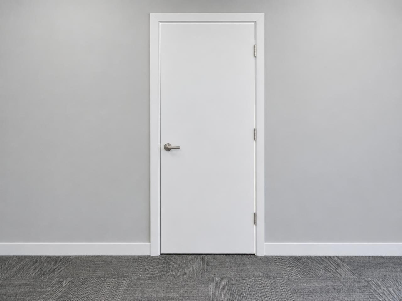 After: Office door — hole patched